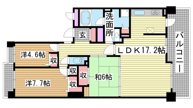 神戸市北区緑町の賃貸物件間取画像