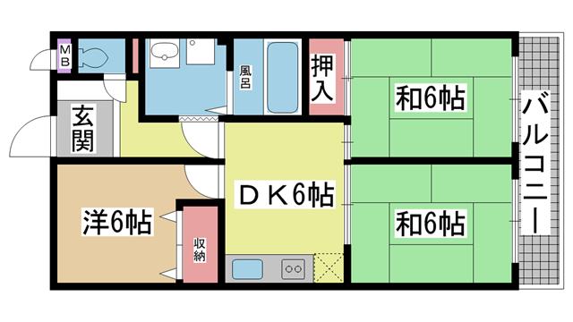 神戸電鉄三田線田尾寺の賃貸物件間取画像