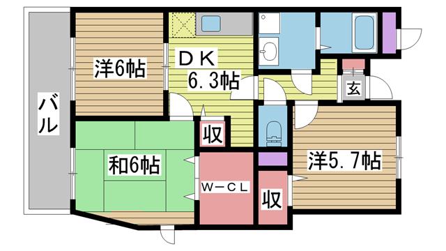 神戸電鉄有馬線大池の賃貸物件間取画像