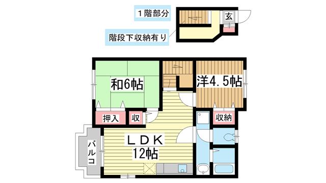 神戸電鉄有馬線神鉄六甲の賃貸物件間取画像