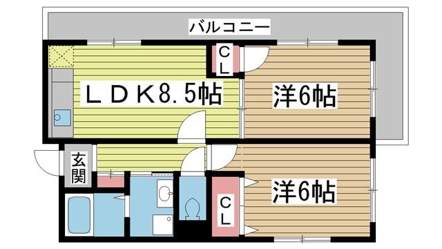 神戸電鉄有馬線神鉄六甲の賃貸物件間取画像