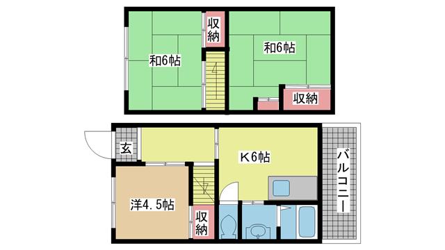 神戸市灘区鶴甲の賃貸物件間取画像