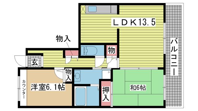 神戸市西区井吹台西町の賃貸物件間取画像
