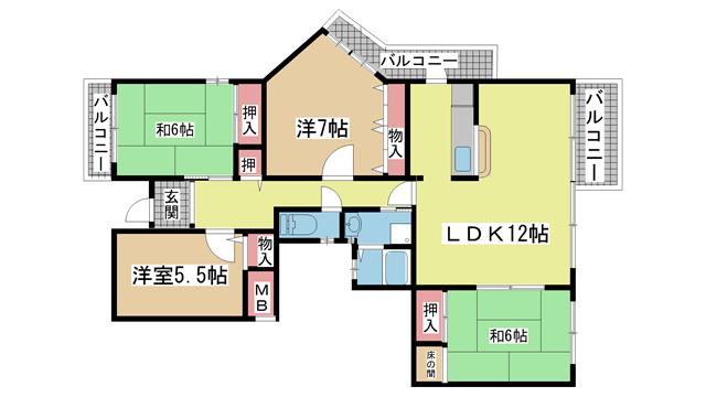 神戸市西区学園西町の賃貸物件間取画像