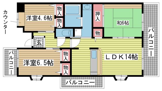 神戸市西区井吹台西町の賃貸物件間取画像