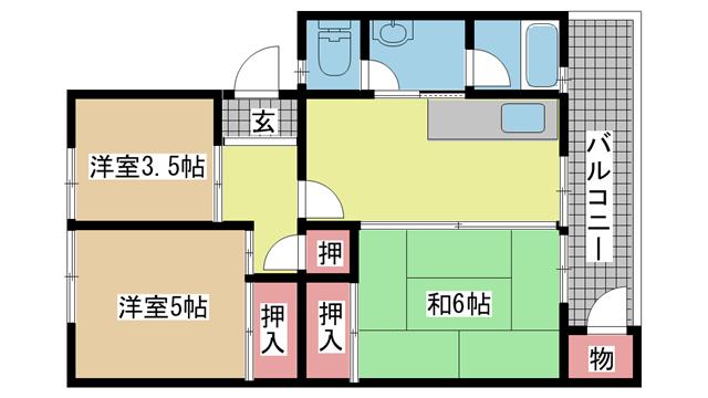 神戸電鉄有馬線花山の賃貸物件間取画像