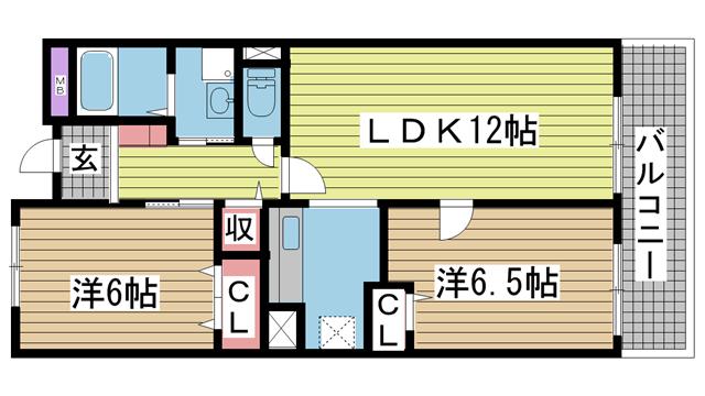 神戸電鉄三田線道場南口の賃貸物件間取画像