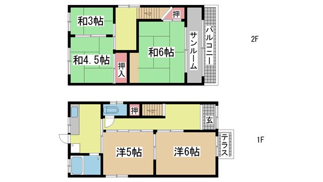 神戸市東灘区住吉山手の賃貸物件間取画像