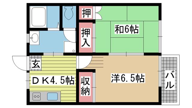 神戸電鉄有馬線大池の賃貸物件間取画像