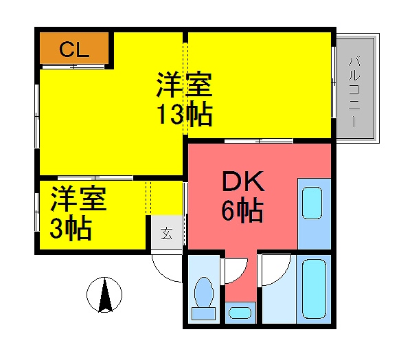 芦屋市浜町の賃貸物件間取画像