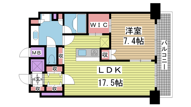 神戸市中央区磯上通(JR東海道本線(近畿)三ノ宮駅)のマンション賃貸物件 間取画像