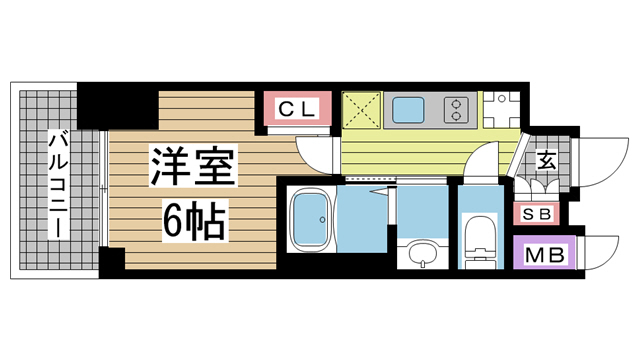 神戸市中央区熊内町(神戸市営地下鉄線新神戸駅)のマンション賃貸物件 間取画像