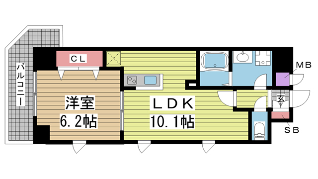 神戸市灘区城内通(JR東海道本線(近畿)灘駅)のマンション賃貸物件 間取画像