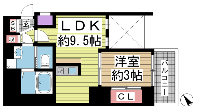 神戸市中央区海岸通(JR東海道本線(近畿)元町駅)のマンション賃貸物件 間取画像