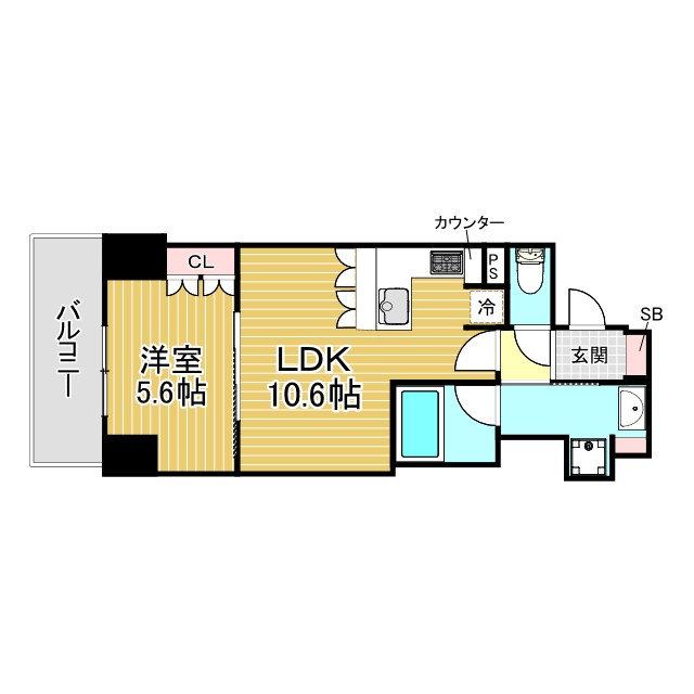神戸市中央区八幡通(JR東海道本線(近畿)三ノ宮駅)のマンション賃貸物件 間取画像