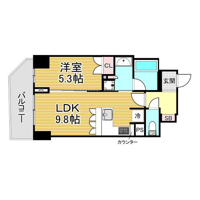 神戸市中央区八幡通(JR東海道本線(近畿)三ノ宮駅)のマンション賃貸物件 間取画像