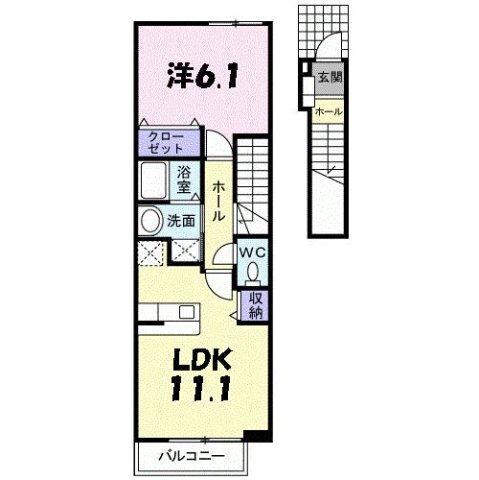神戸市北区有野町有野(神戸電鉄三田線五社駅)のアパート賃貸物件 間取画像