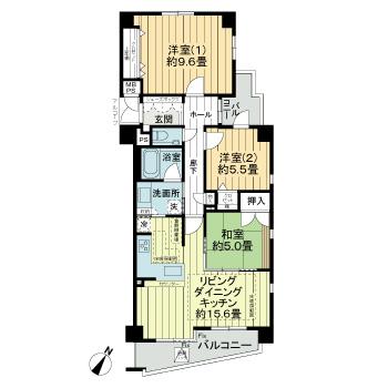 神戸市東灘区田中町(JR東海道本線(近畿)摂津本山駅)のマンション賃貸物件 間取画像