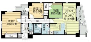 神戸市東灘区田中町(JR東海道本線(近畿)摂津本山駅)のマンション賃貸物件 間取画像