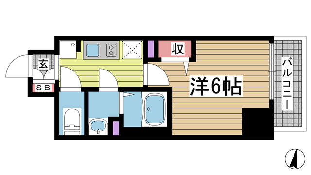 神戸市中央区琴ノ緒町(JR東海道本線(近畿)三ノ宮駅)のマンション賃貸物件 間取画像