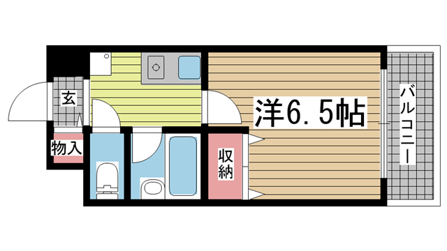 神戸市中央区二宮町(JR東海道本線(近畿)三ノ宮駅)のマンション賃貸物件 間取画像