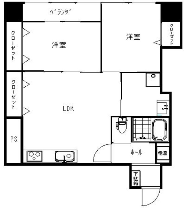 神戸市須磨区大黒町(山陽電鉄線板宿駅)のマンション賃貸物件 間取画像