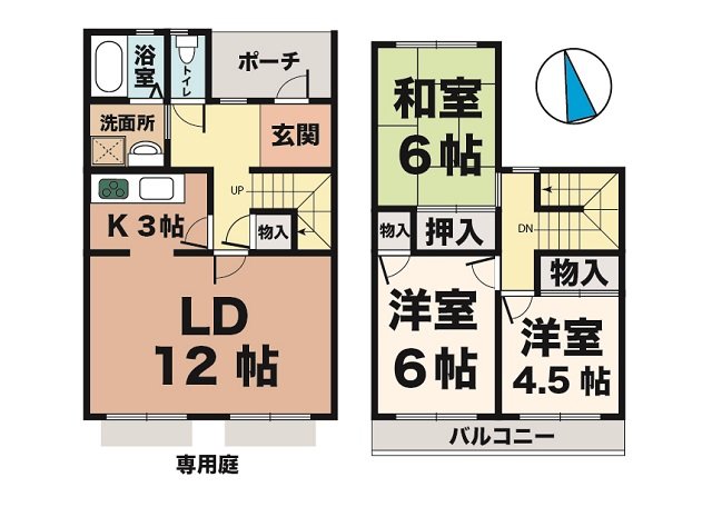 神戸市西区伊川谷町長坂(神戸市営地下鉄線伊川谷駅)のタウンハウス賃貸物件 間取画像