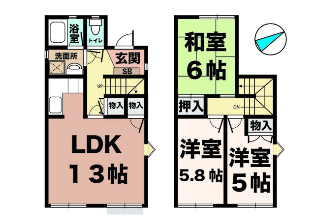 神戸市西区北別府(神戸市営地下鉄線伊川谷駅)のタウンハウス賃貸物件 間取画像