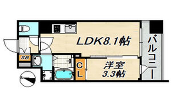 神戸市中央区琴ノ緒町(JR東海道本線(近畿)三ノ宮駅)のマンション賃貸物件 間取画像