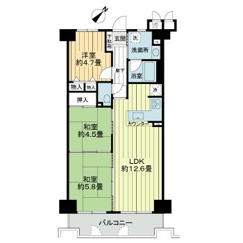 神戸市須磨区青葉町(JR山陽本線鷹取駅)のマンション賃貸物件 間取画像