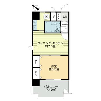 神戸市兵庫区西橘通(神戸高速線高速神戸駅)のマンション賃貸物件 間取画像