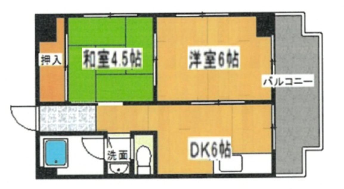 神戸市灘区高徳町(阪急神戸線六甲駅)のマンション賃貸物件 間取画像
