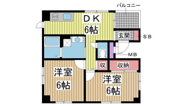 神戸市東灘区深江北町(JR東海道本線(近畿)甲南山手駅)のマンション賃貸物件 間取画像