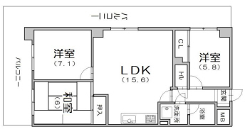神戸市灘区桜口町(JR東海道本線(近畿)六甲道駅)のマンション賃貸物件 間取画像