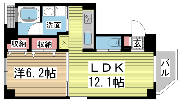 神戸市兵庫区中道通(神戸高速線新開地駅)のマンション賃貸物件 間取画像