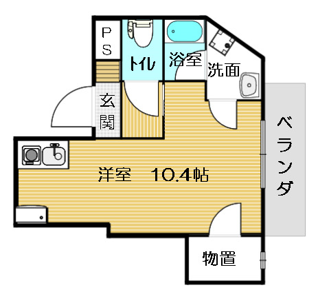 神戸市兵庫区永沢町(JR東海道本線(近畿)神戸駅)のマンション賃貸物件 間取画像