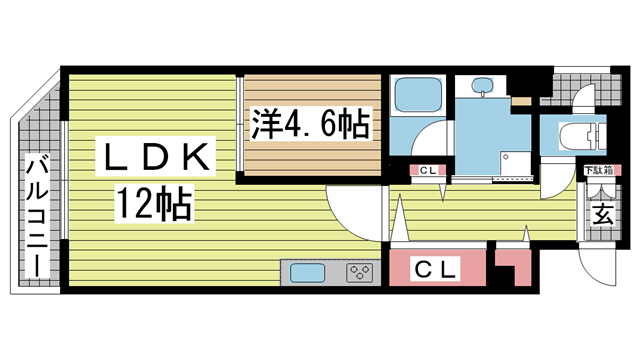 神戸市中央区中山手通(JR東海道本線(近畿)三ノ宮駅)のマンション賃貸物件 間取画像