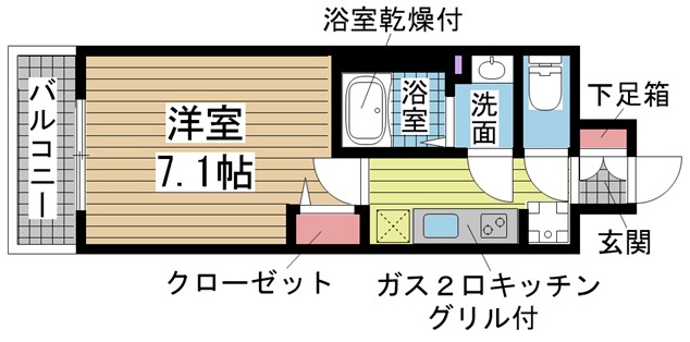 神戸市兵庫区駅南通(JR山陽本線兵庫駅)のマンション賃貸物件 間取画像