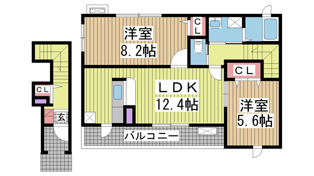 神戸市垂水区下畑町(山陽電鉄線山陽須磨駅)のアパート賃貸物件 間取画像
