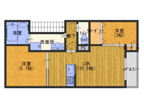 神戸市東灘区御影山手(阪急神戸線御影駅)のアパート賃貸物件 間取画像