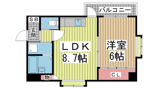 神戸市中央区浜辺通(JR東海道本線(近畿)三ノ宮駅)のマンション賃貸物件 間取画像