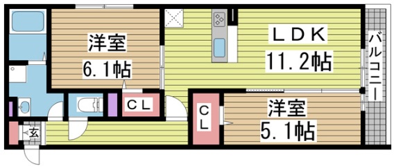 神戸市北区谷上南町(神戸地下鉄北神線谷上駅)のアパート賃貸物件 間取画像