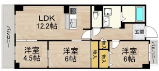 神戸市灘区新在家南町(阪神本線新在家駅)のマンション賃貸物件 間取画像