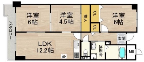 神戸市灘区新在家南町(阪神本線新在家駅)のマンション賃貸物件 間取画像