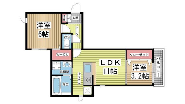 神戸市兵庫区松原通(JR山陽本線兵庫駅)のアパート賃貸物件 間取画像