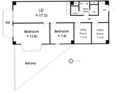 神戸市中央区北野町(JR東海道本線(近畿)三ノ宮駅)のマンション賃貸物件 間取画像