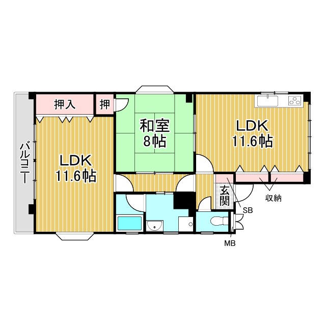 神戸市中央区熊内町(神戸地下鉄北神線新神戸駅)のマンション賃貸物件 間取画像