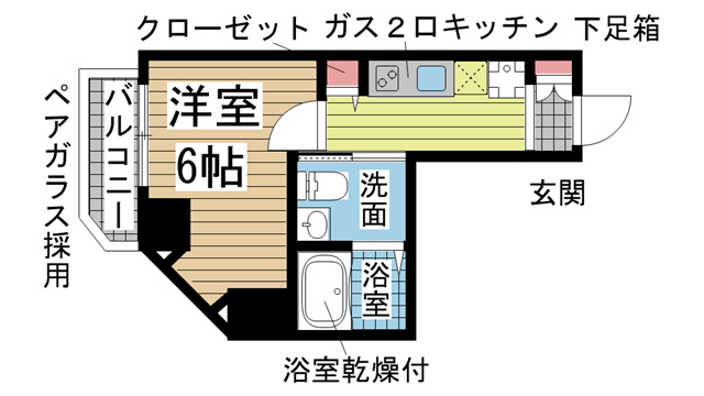 神戸市兵庫区下沢通(神戸市営地下鉄線湊川公園駅)のマンション賃貸物件 間取画像