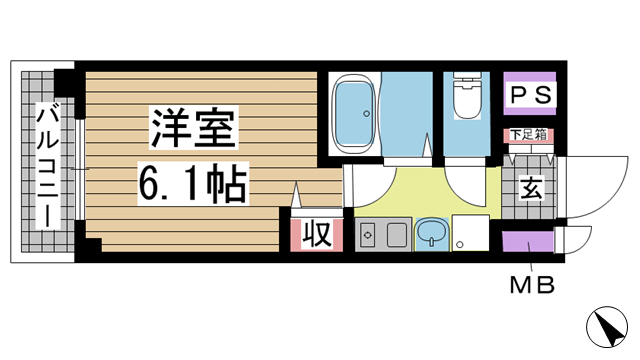 神戸市兵庫区駅南通(JR山陽本線兵庫駅)のマンション賃貸物件 間取画像