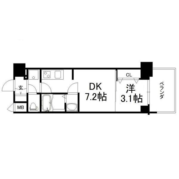 神戸市兵庫区浜崎通(JR山陽本線兵庫駅)のマンション賃貸物件 間取画像